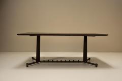 Italian Vintage Dining Table in Mahogany Rosewood and Brushed Brass Italy - 4300171