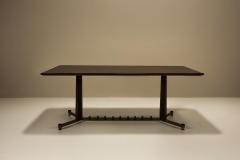 Italian Vintage Dining Table in Mahogany Rosewood and Brushed Brass Italy - 4300172
