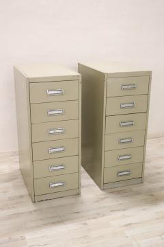 Italian Vintage Industrial Pair of Apothecary Multi Drawers in Metal 1970s - 2904924