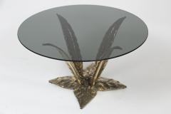 Italian Vintage Low Brass Palm Leaf Table - 2819408