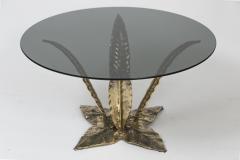 Italian Vintage Low Brass Palm Leaf Table - 2819413