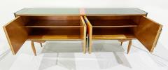 Italian Vintage Mondrian Style Green Orange Yellow Blue Glass 4 Door Sideboard - 4136764