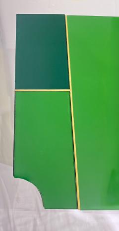 Italian Vintage Mondrian Style Green Orange Yellow Blue Glass 4 Door Sideboard - 4136765