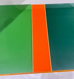 Italian Vintage Mondrian Style Green Orange Yellow Blue Glass 4 Door Sideboard - 4136766