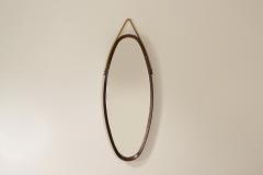 Italian Vintage Oval Mirror with Stained Teak Frame 1960s - 3768877