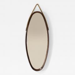 Italian Vintage Oval Mirror with Stained Teak Frame 1960s - 3771111