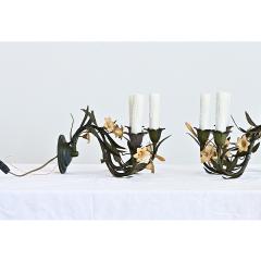 Italian Vintage Pair of Tole Floral Wall Sconces - 4690472