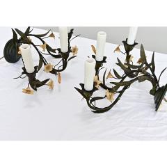 Italian Vintage Pair of Tole Floral Wall Sconces - 4690477