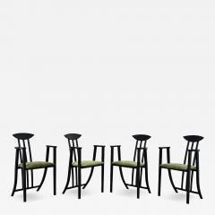 Italian Vintage Set of Four Ebonized Upholstered Armchairs - 4581679