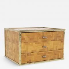 Italian Vintage Small Dresser in Rattan and Brass - 3648512