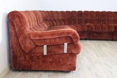 Italian Vintage Velvet Modular Curved Sofa 1970s 5 modules - 3663355