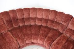 Italian Vintage Velvet Modular Curved Sofa 1970s 5 modules - 3663357