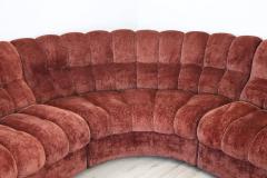 Italian Vintage Velvet Modular Curved Sofa 1970s 5 modules - 3663358