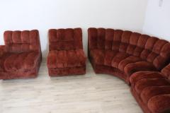 Italian Vintage Velvet Modular Curved Sofa 1970s 5 modules - 3663359