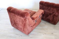 Italian Vintage Velvet Modular Curved Sofa 1970s 5 modules - 3663363