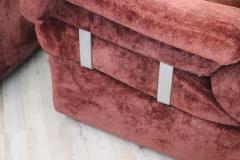 Italian Vintage Velvet Modular Curved Sofa 1970s 5 modules - 3663364