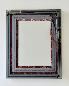 Italian Wall Mirror Framed in Faceted Eglomise and Mirror Panels 1950s - 3636214