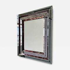 Italian Wall Mirror Framed in Faceted Eglomise and Mirror Panels 1950s - 3637140