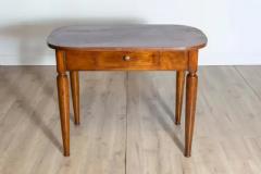 Italian Walnut 1890s Side Table with Oval Top One Drawer and Cylindrical Legs - 3918539