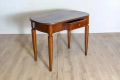 Italian Walnut 1890s Side Table with Oval Top One Drawer and Cylindrical Legs - 3918540