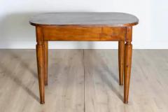 Italian Walnut 1890s Side Table with Oval Top One Drawer and Cylindrical Legs - 3918543