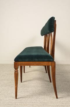 Italian Walnut Carved Settee Bench with Velvet Seat circa 1950 - 4783749