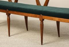 Italian Walnut Carved Settee Bench with Velvet Seat circa 1950 - 4783778