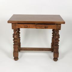 Italian Walnut Two Drawer Side Table with Robust Turned Legs Circa 1880 - 3700786