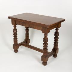 Italian Walnut Two Drawer Side Table with Robust Turned Legs Circa 1880 - 3700787