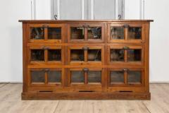 Italian Walnut and Iron Pastaia Shop Cabinet with Nine Drawers and Glass Panels - 3729951