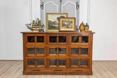 Italian Walnut and Iron Pastaia Shop Cabinet with Nine Drawers and Glass Panels - 3729962