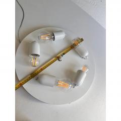 Italian White Graniglia Budino Murano Glass Flush Mount With Green Trimming - 4735817