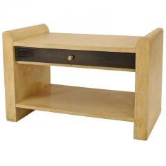 Italian White Parchment Veneer Low End Table - 4649618