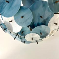 Italian White Teal Turquoise Blue Murano Glass Sputnik Half Dome Chandelier - 3987974