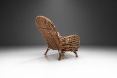 Italian Wicker Armchair with Upholstered Seat Cushion Italy 1960s - 3105331