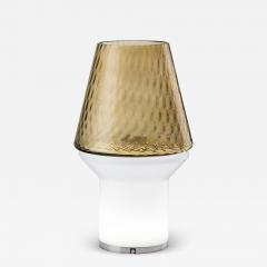 Italian Wireless Dimmable White Amber Gold Glass Portable Table Lamp Lit Vase - 3953613