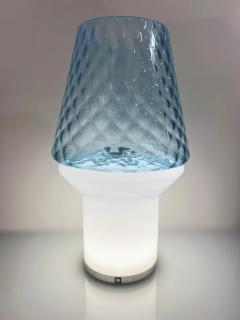 Italian Wireless Dimmable White Light Blue Glass Portable Table Lamp Lit Vase - 3952743