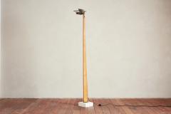 Italian Wood Floor Lamp with Travertine Base - 3897249