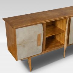 Italian Wood and Parchment Sideboard 1960s - 4378330