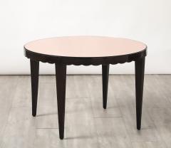 Italian Wood and Rose Gold Glass Scalloped Coffee Table circa 1950 - 4393352