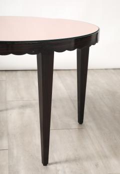 Italian Wood and Rose Gold Glass Scalloped Coffee Table circa 1950 - 4393353