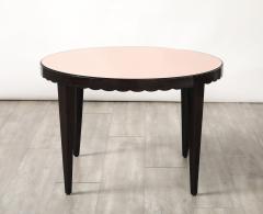 Italian Wood and Rose Gold Glass Scalloped Coffee Table circa 1950 - 4393355