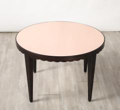Italian Wood and Rose Gold Glass Scalloped Coffee Table circa 1950 - 4393357