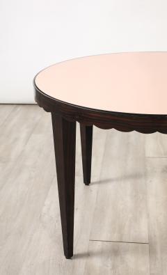 Italian Wood and Rose Gold Glass Scalloped Coffee Table circa 1950 - 4393359