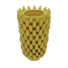 Italian Yellow Ceramic Vase with Fruit Motifs - 3233862