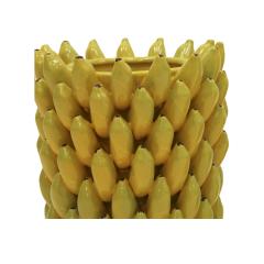 Italian Yellow Ceramic Vase with Fruit Motifs - 3233863