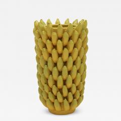 Italian Yellow Ceramic Vase with Fruit Motifs - 3241265