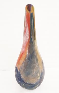 Italian Yellow Red Blue Silver Overlaid Crystal Murano Glass Sculpture Vase - 2719526