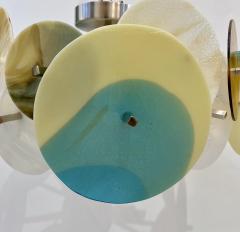 Italian Yellow White Blue Pastel Murano Glass Nickel Circular Sputnik Chandelier - 2815000