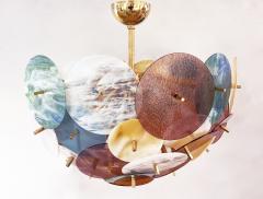 Italian Yellow White Pink Aqua Blue Pastel Murano Glass Brass Sputnik Chandelier - 2523007